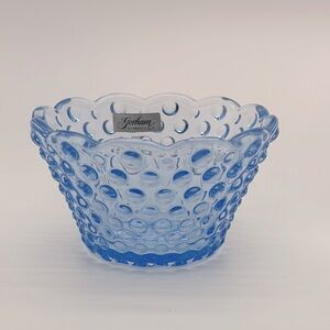 Vintage Gorham‎ Blue Hobnail Glass Votive Candle Holder trinket bowl